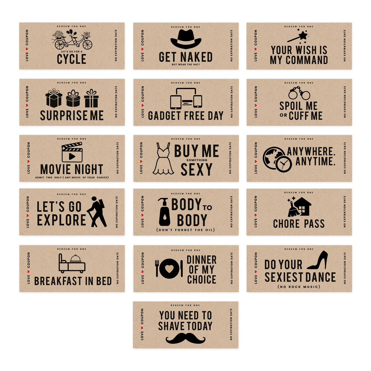 16-Pk Kraft Brown Love Coupons Z83495