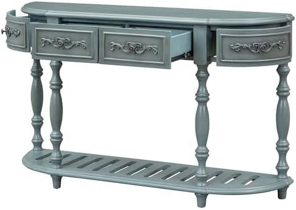 Retro Curved Console Table with 2 Top Drawers and Solid Wooden Frame K153790