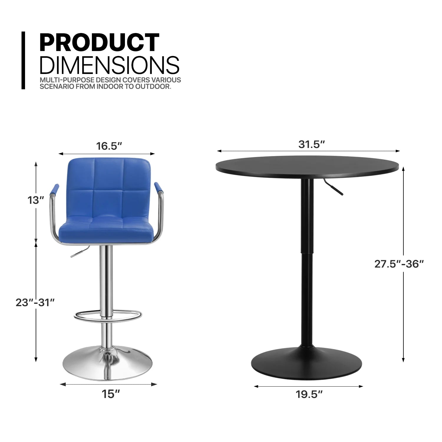 Set of 3 Bar Dining and Chair Set with PU Leather Chair O813635
