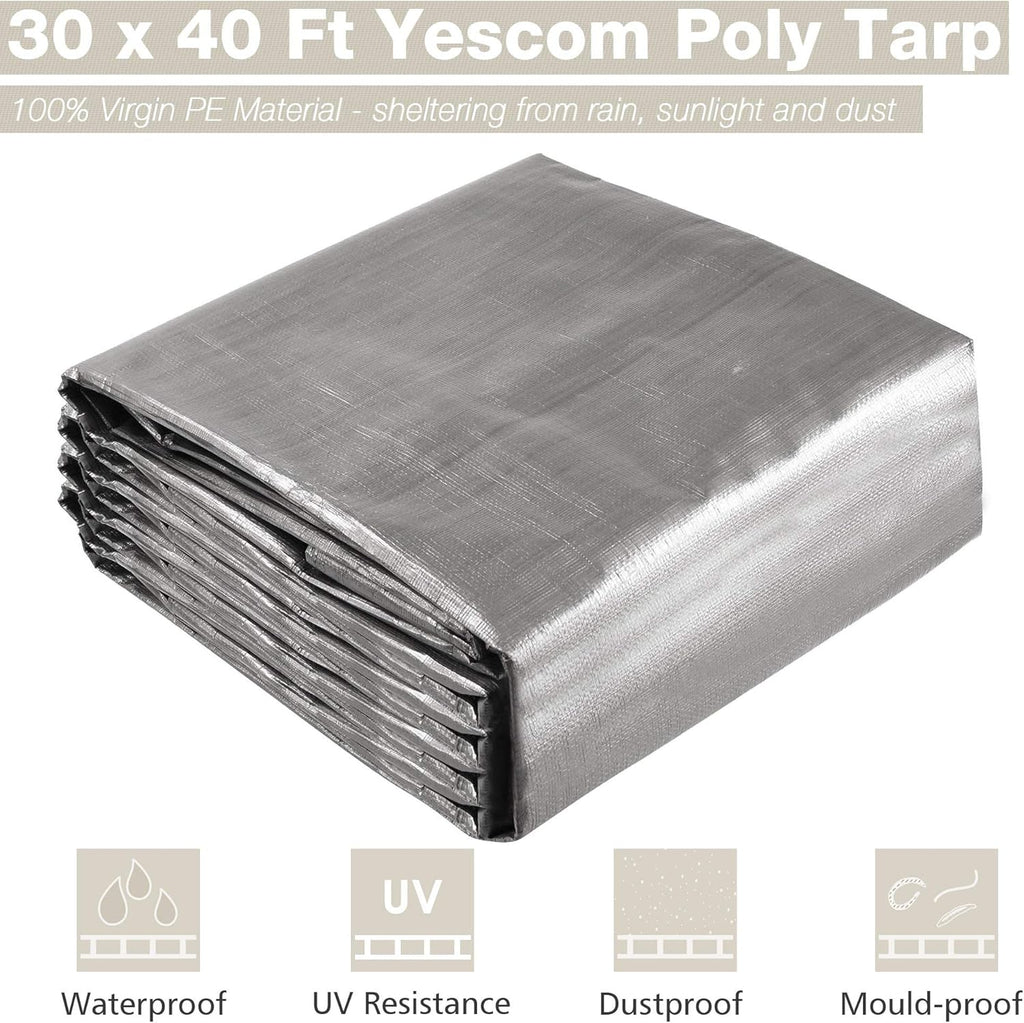 30x40ft Heavy Duty Reinforced Poly Tarp Waterproof Tarpaulin with Eyelets N904