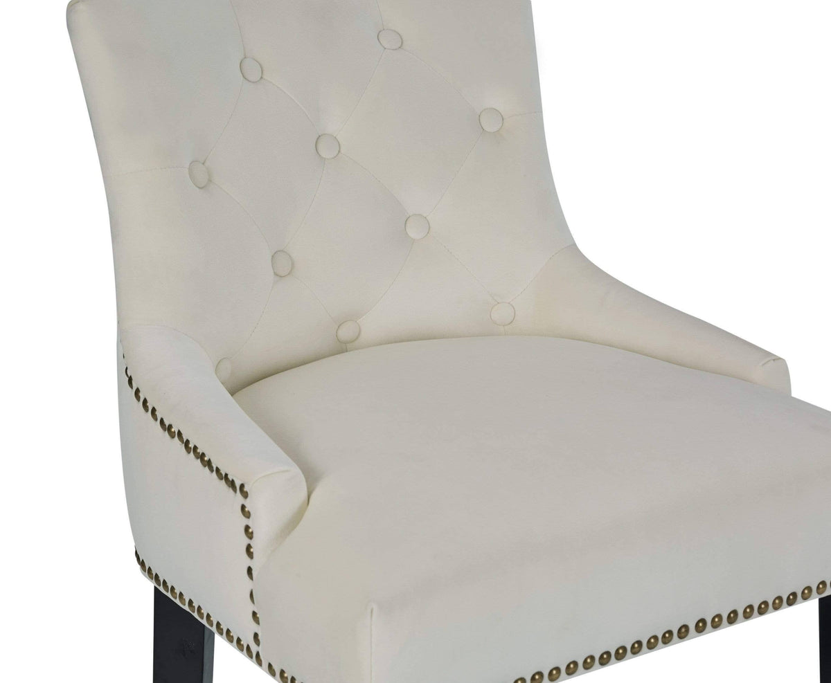Black Velvet Nailhead Counter Stool Chair R95738