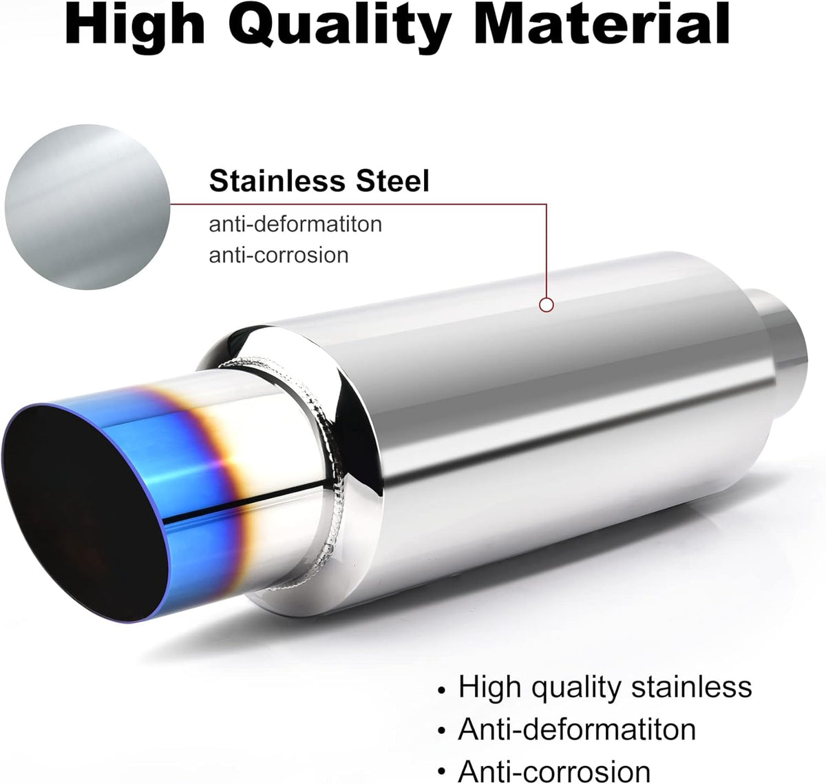 Stainless Steel Exhaust Tip, 15" Length, 2.25'' Inlet 3'' Outlet, Pack of 2 P858