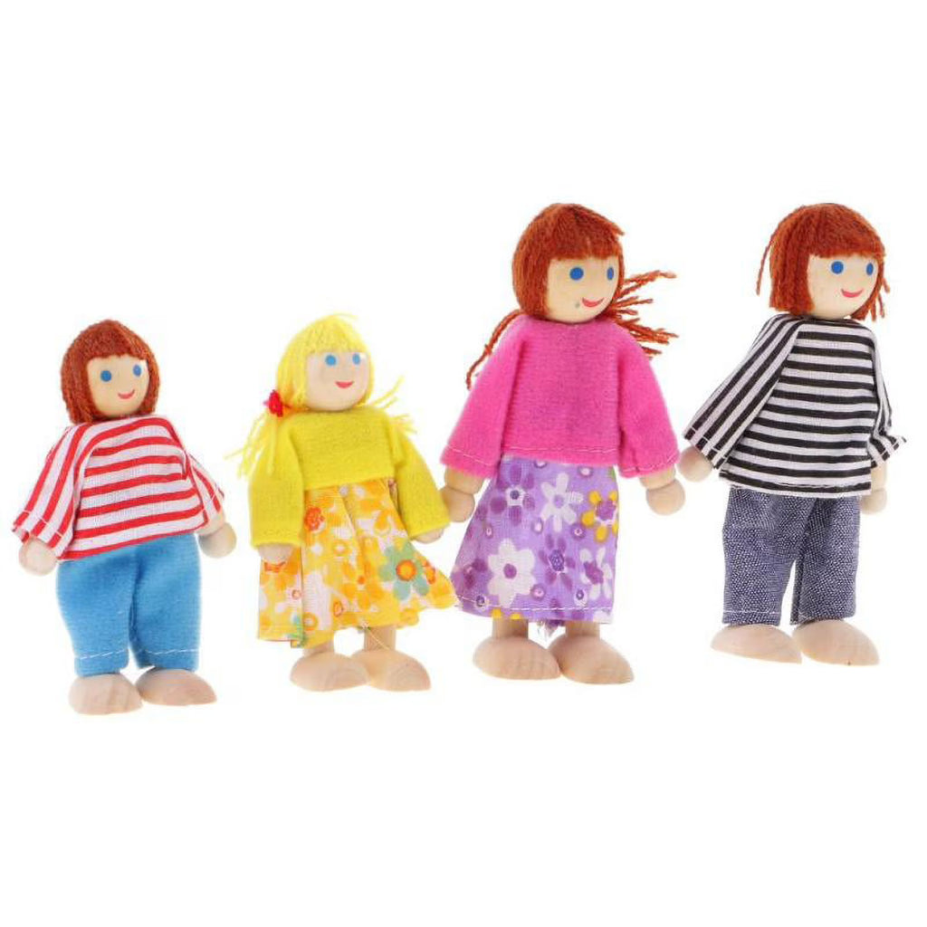 Flexible Wooden Dolls Family of 4 A925