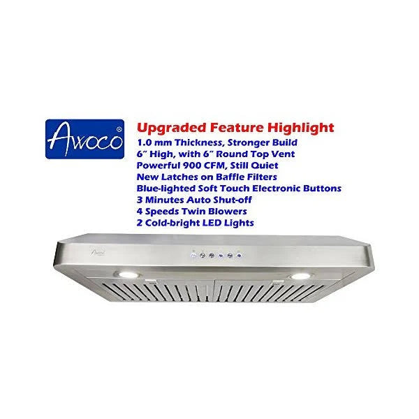 Stainless Steel Under Cabinet Range Hood with 2 LED Lights X84488