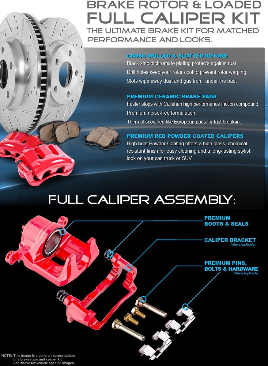 Red Powder Coated Caliper Assembly Set Kit J710105