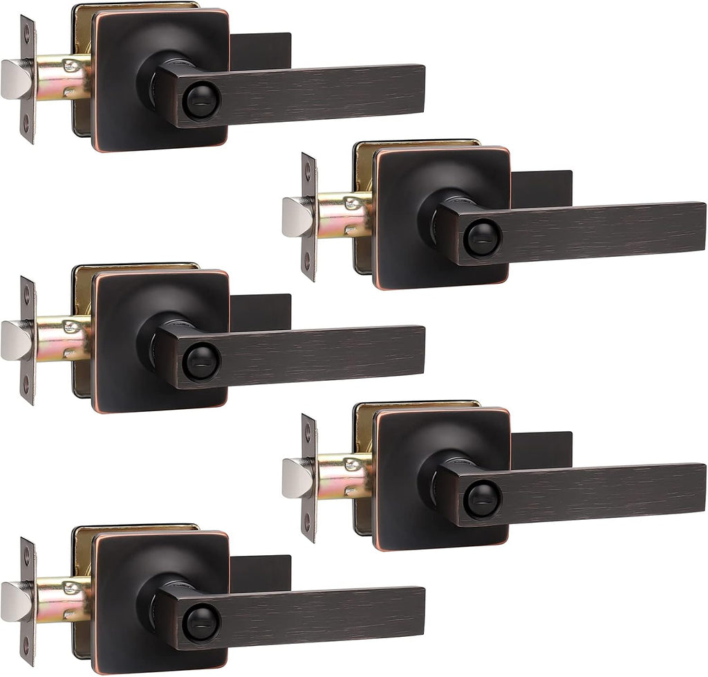 5 Pack Oil Rubbed Bronze Privacy Door Levers Y74946