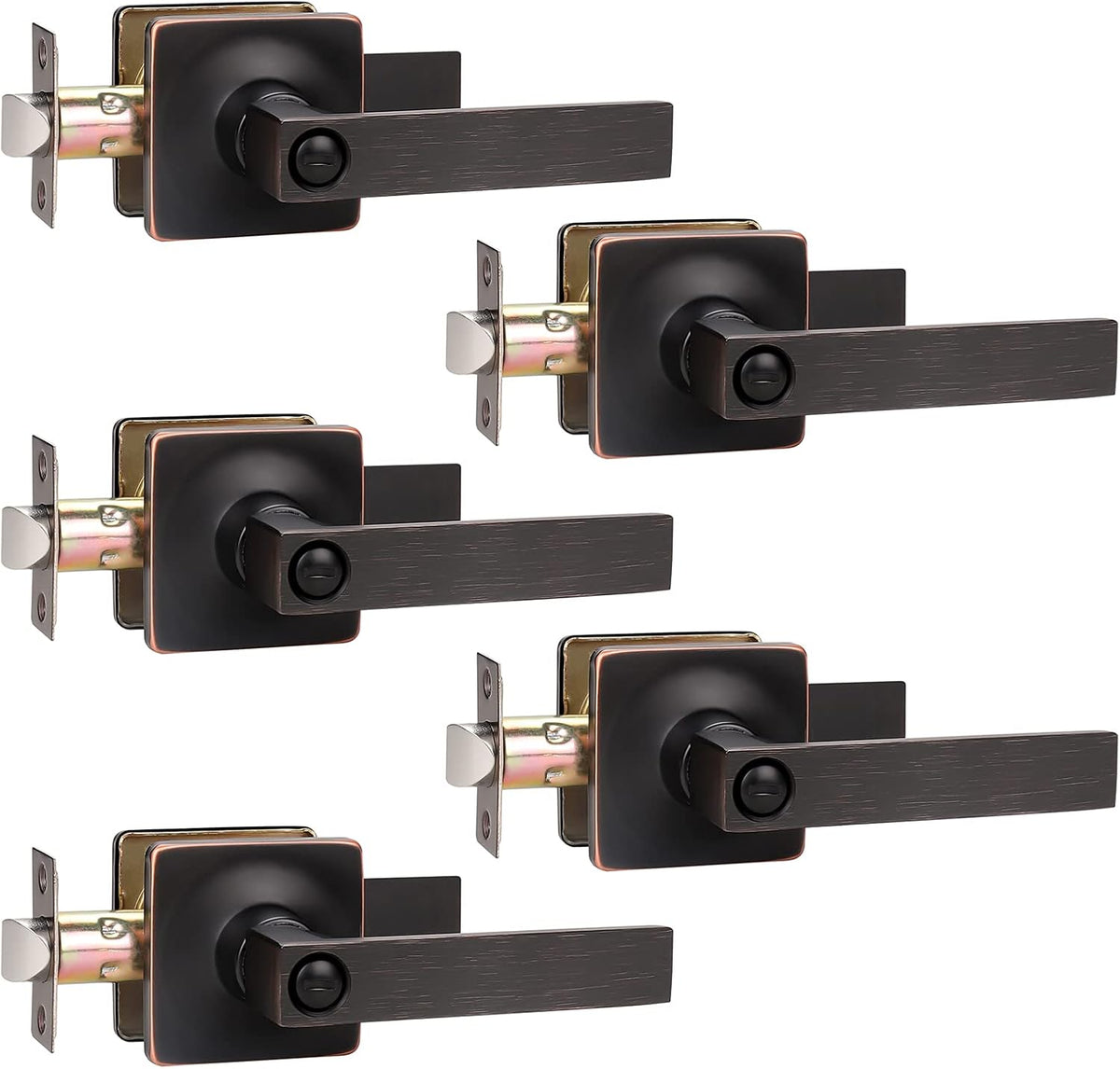 5 Pack Oil Rubbed Bronze Privacy Door Levers Y74946