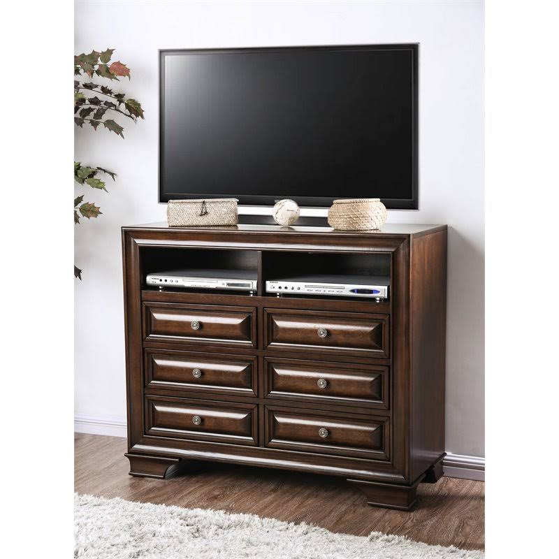 6 Drawer Media Chest in Brown Cherry K2891