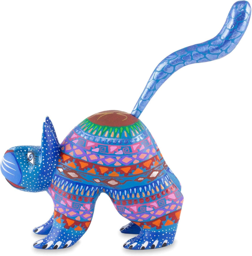 Blue Cat Alebrije Sculpture H5562