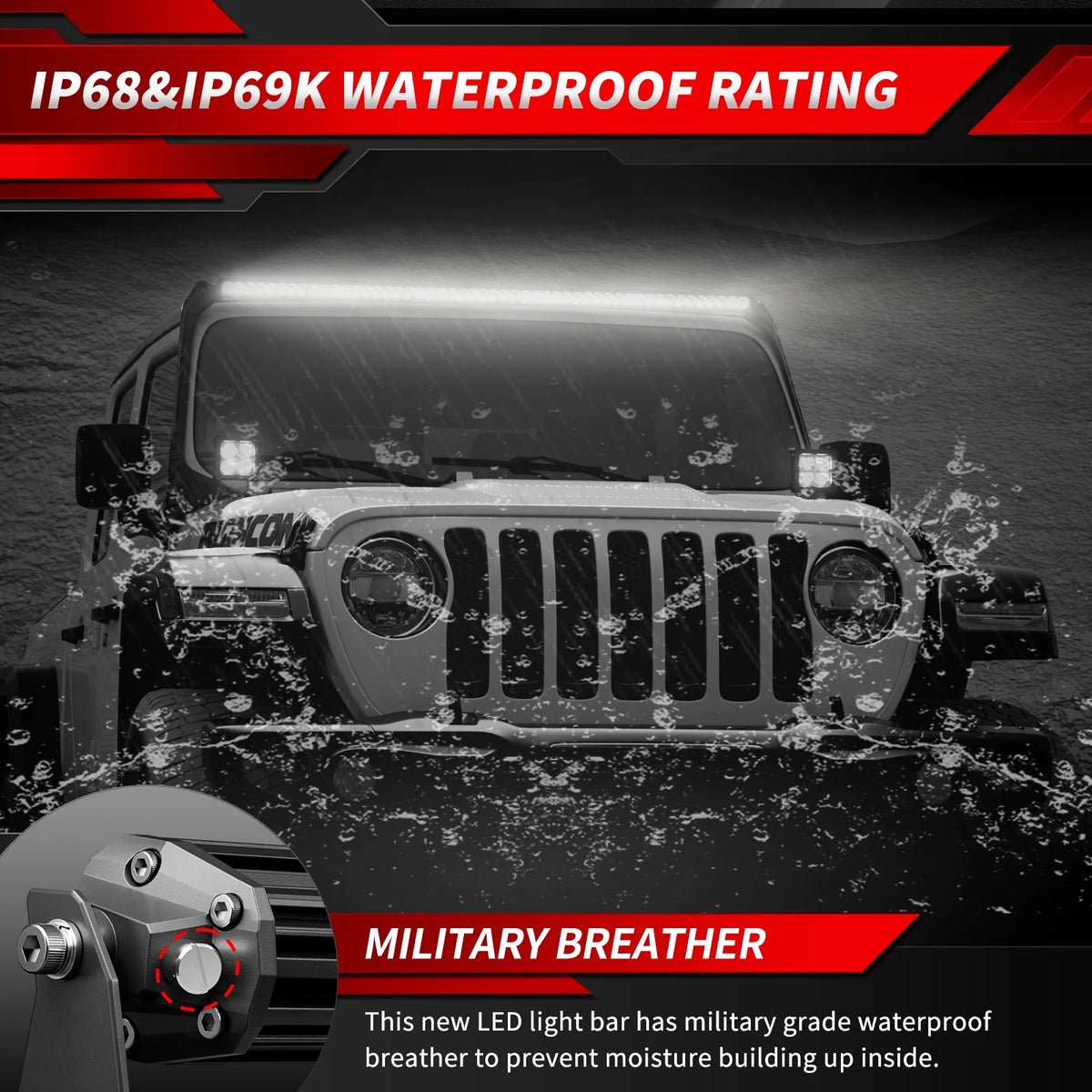 LED Light Bar 40 inch 200W Off Road Spot Flood Combo Work Light IP69K Waterproof O2385