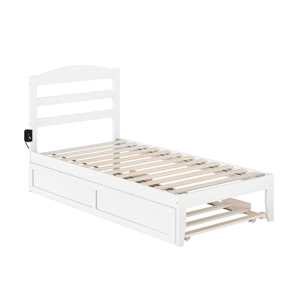 Grey Twin Bed with Twin Trundle I40828