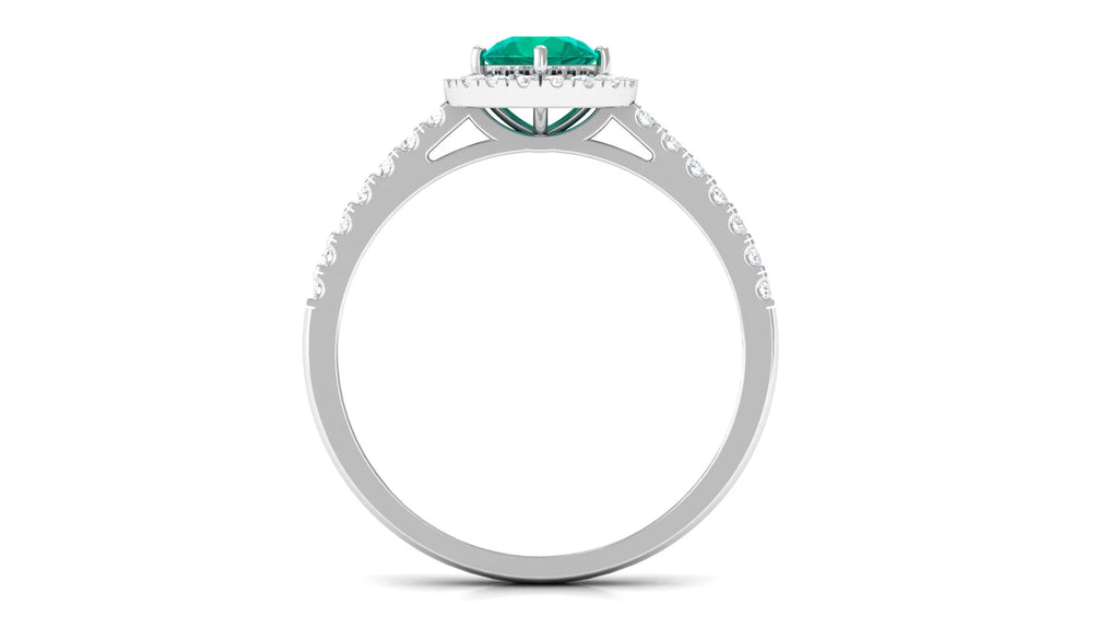 Emerald and Diamond Ring in Gold, 925 Sterling Silver S3320
