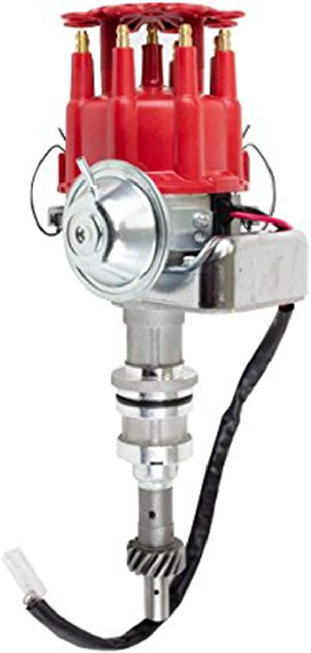 Red Cap Complete Distributor Compatible with Small Block Ford SBF 351W C6444