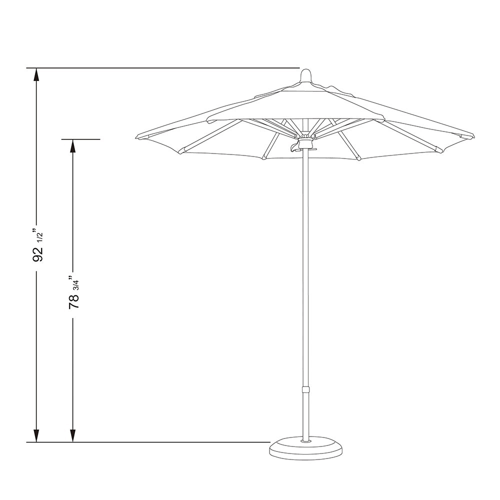 7.5 ft Patio Umbrella with White Oak Fiberglass Pole O39070