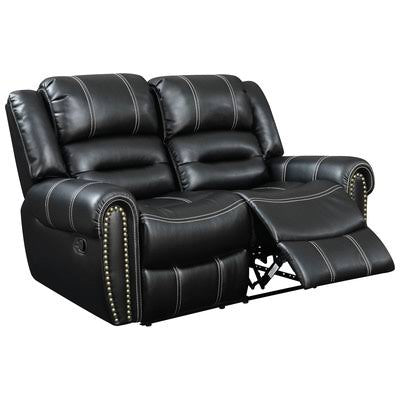 Black Leatherette Manual Reclining Loveseat H7194