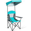 Turquoise Folding Camping Canopy Chair with Cup Holder Cooler O48429