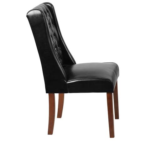 2 Pk Black Leather Tufted Parsons Chair X62385