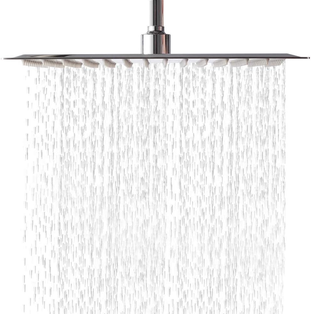 16 Inch Rainfall Shower Head Solid Square Ultra Thin 304 Stainless Steel Polish Chrome Rain Shower Head with Silicone Nozzle Pack of 2 X160