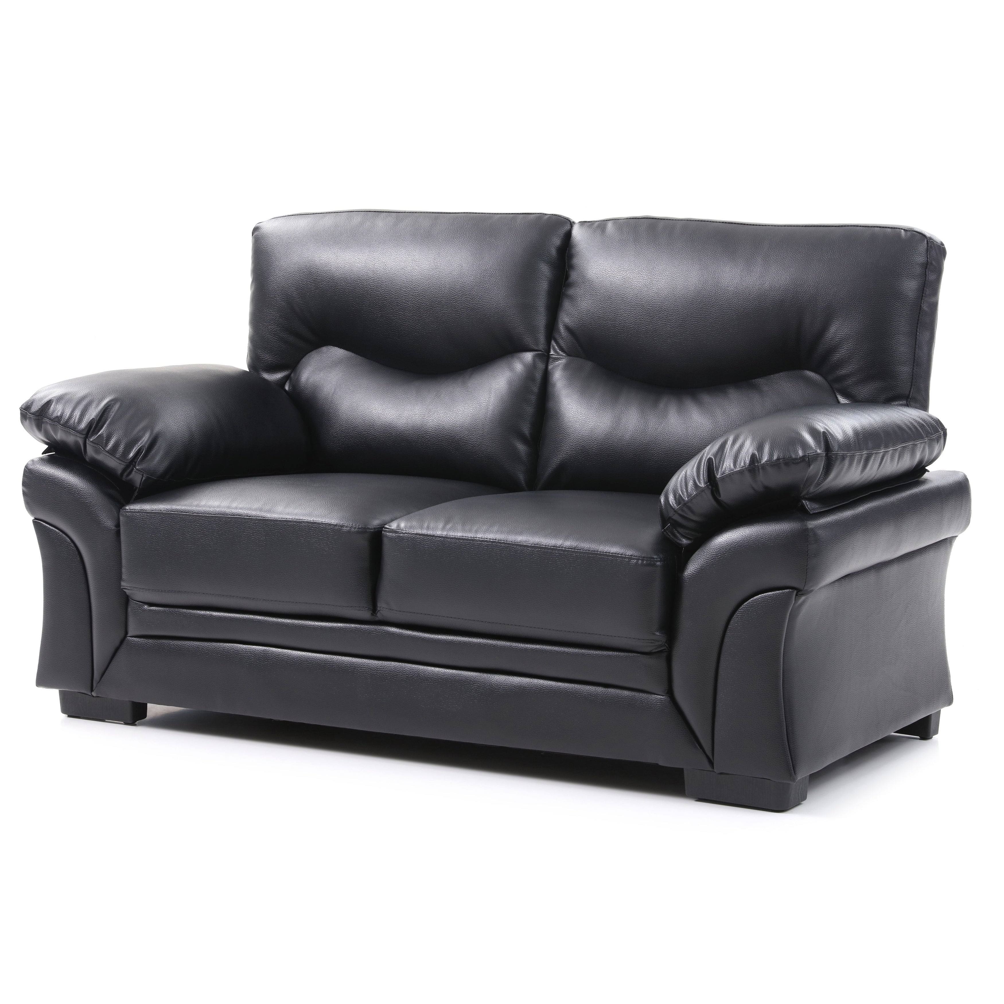 Faux Leather Loveseat in Black F43406