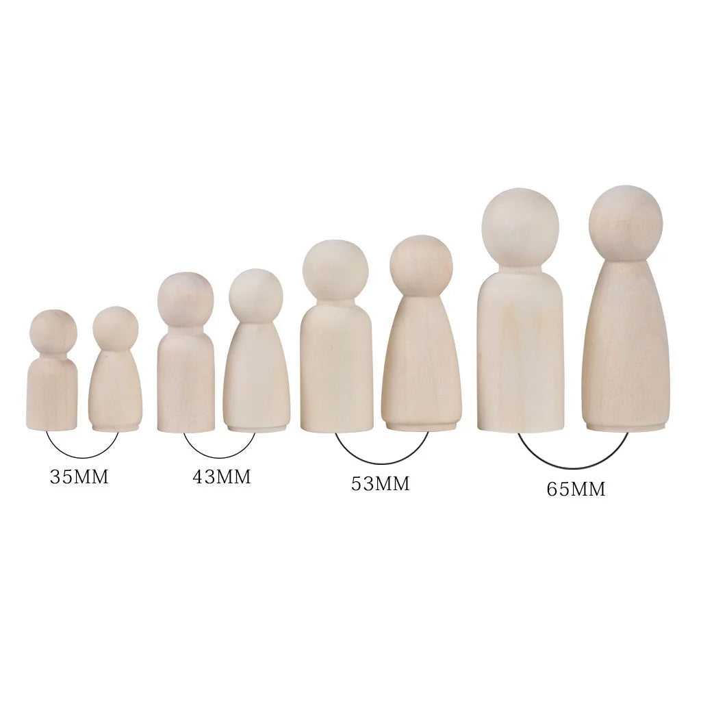 24Pcs Unpainted Wooden Peg Dolls W4012