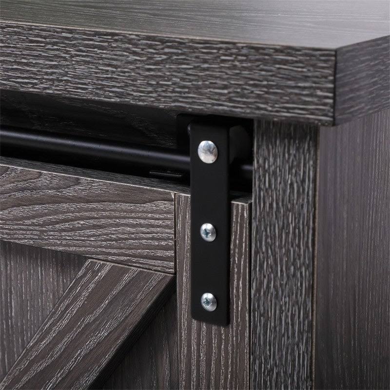 Grey Barn Wood TV Cabinet with Storage Shelves C134259