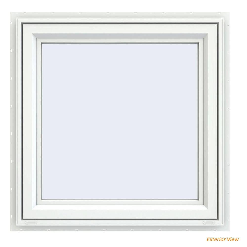 White Vinyl Casement Window with Screen W50785