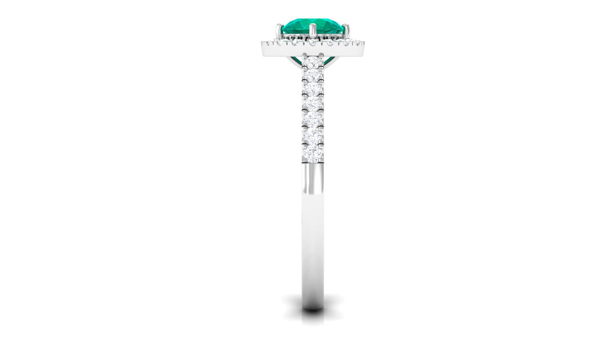 Emerald and Diamond Ring in Gold, 925 Sterling Silver S3320