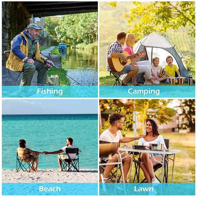 Turquoise Folding Camping Canopy Chair with Cup Holder Cooler O48429