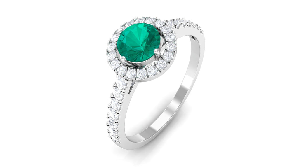 Emerald and Diamond Ring in Gold, 925 Sterling Silver S3320