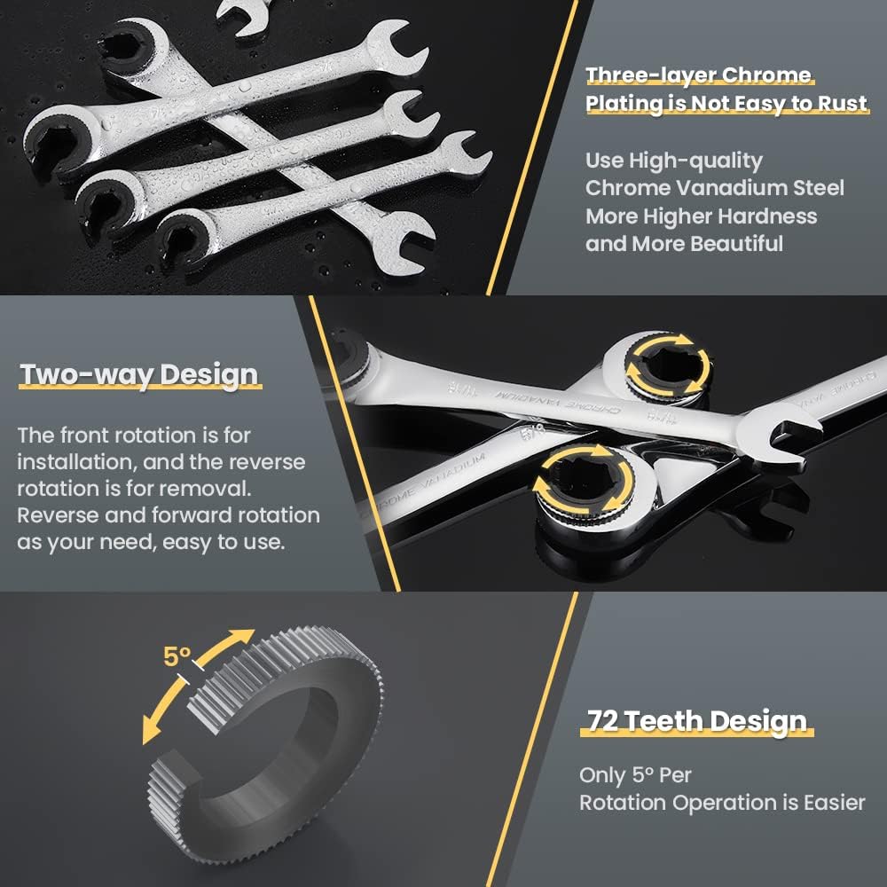 Combination Ratcheting Wrench Set SAE 6PCS Chrome Vanadium Steel E47878