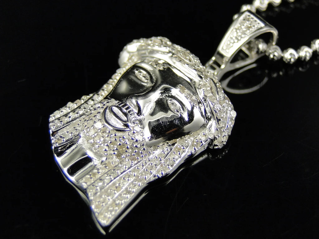 White Gold Finish Jesus Piece Pendant And Chain Z5243