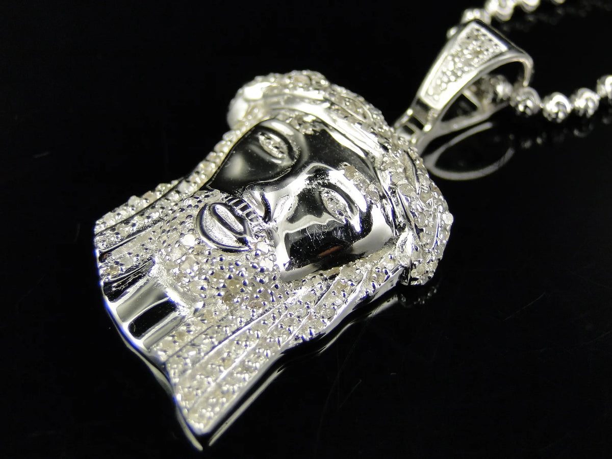 White Gold Finish Jesus Piece Pendant And Chain Z5243