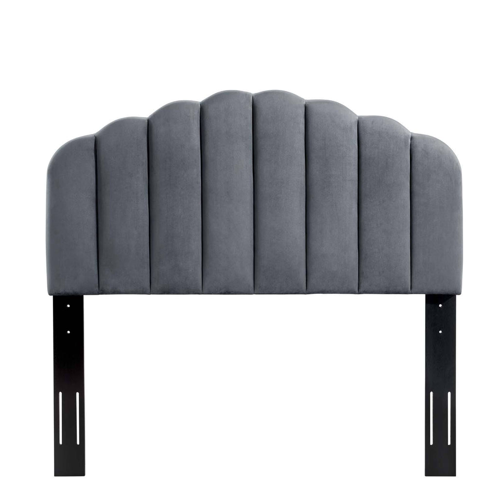 White Velvet King/California King Headboard S218949