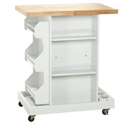 White Wood Top Kitchen Cart N59992