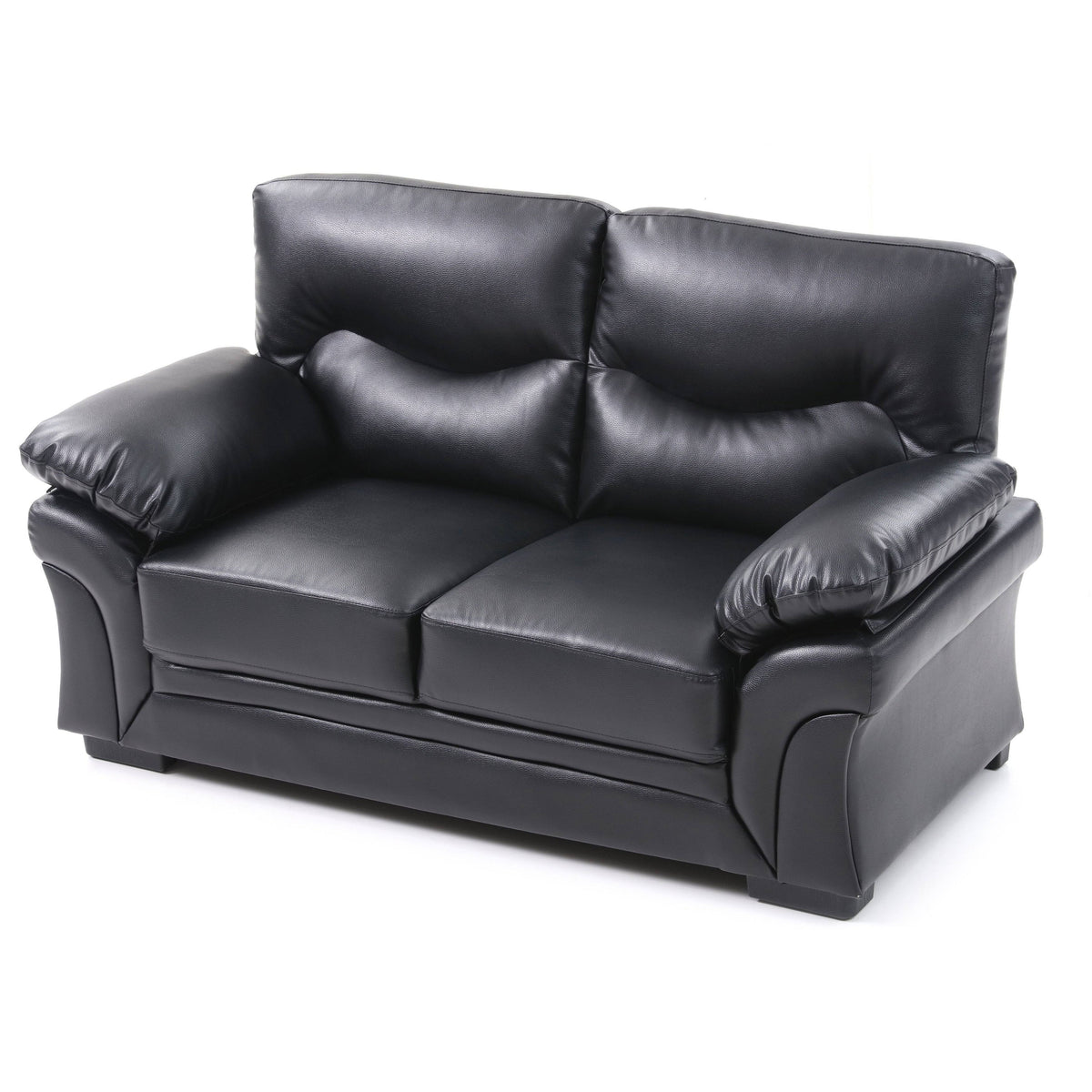 Faux Leather Loveseat in Black F43406