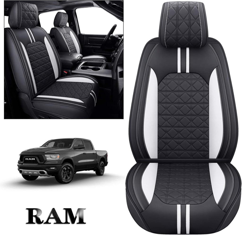 Black-Red Waterproof Faux Leather Front Seat Covers S150