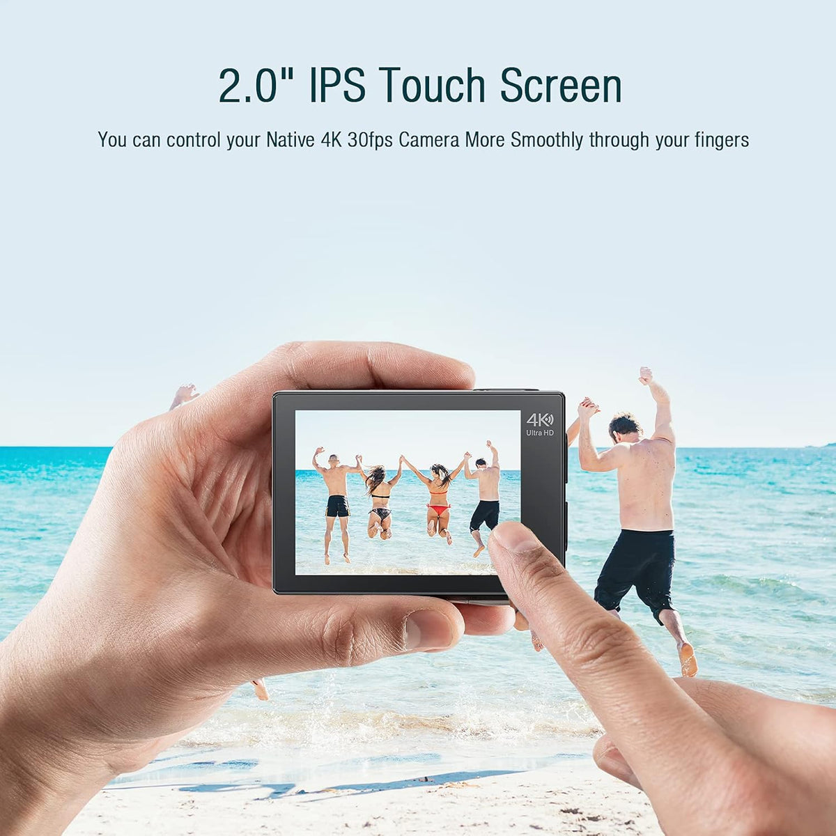 4K 20MP Dual Screen Waterproof Action Camera with Touch Screen and 2 Batteries G967761