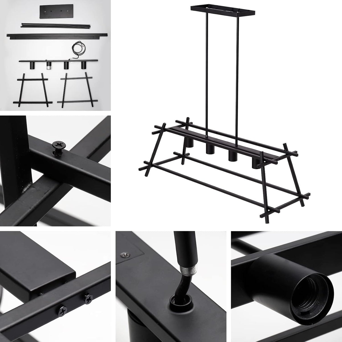 Black Linear Cage Ceiling Light W139068