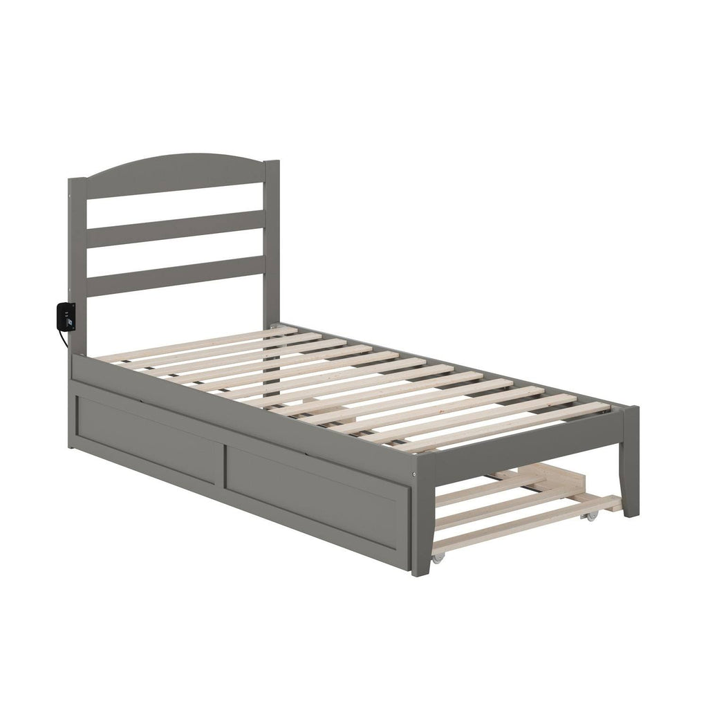 Grey Twin Bed with Twin Trundle I40828