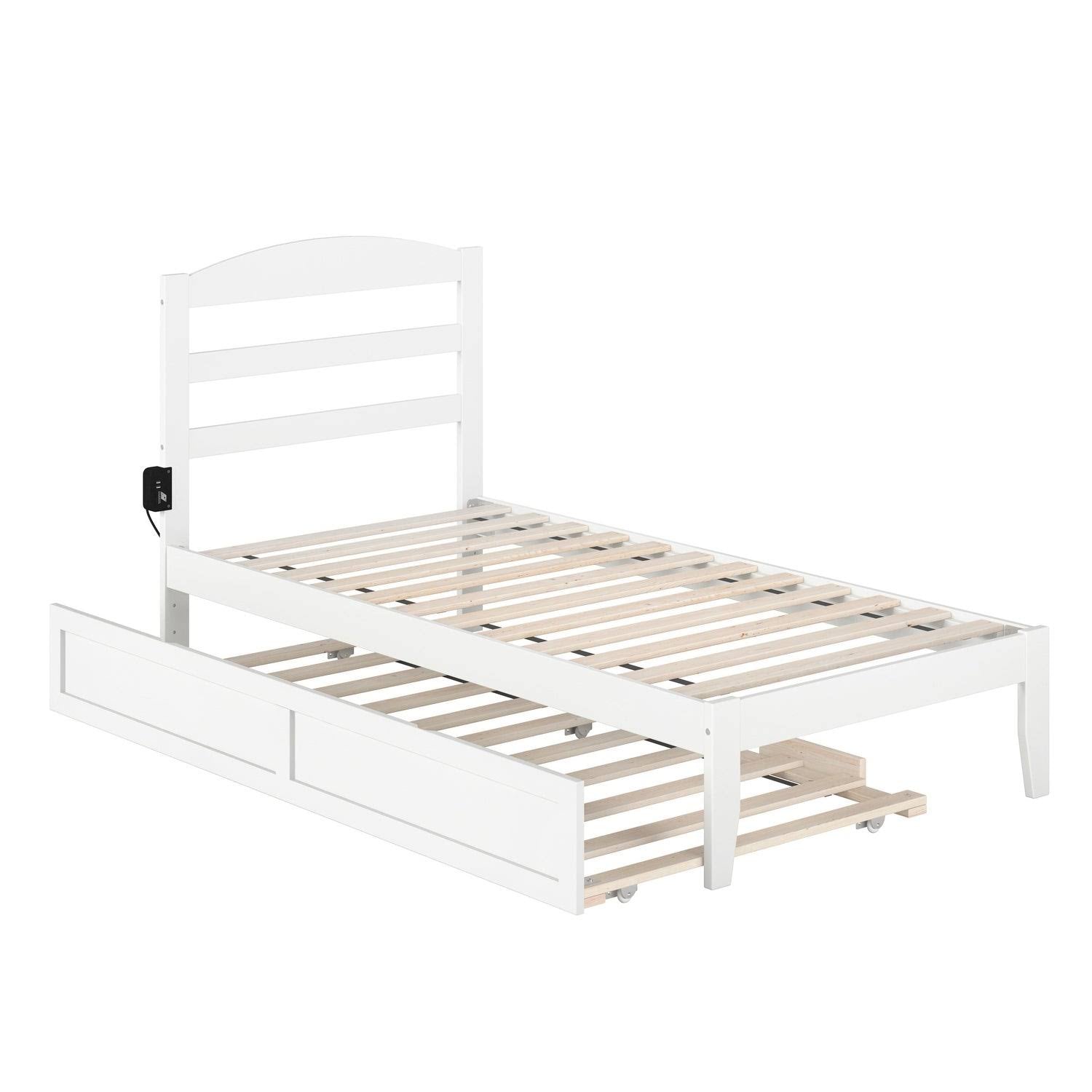Grey Twin Bed with Twin Trundle I40828