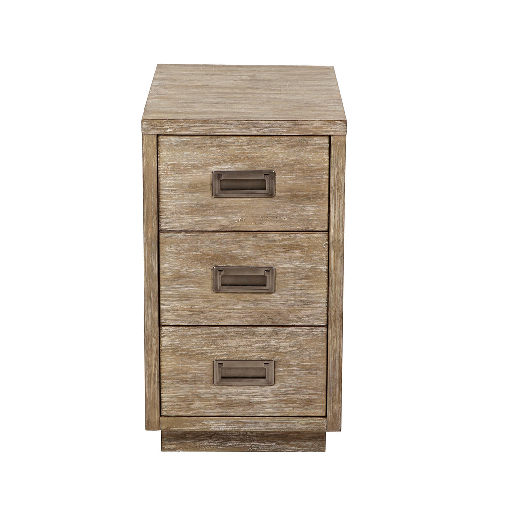 Acacia Wood Three Drawer Side Table Q69606