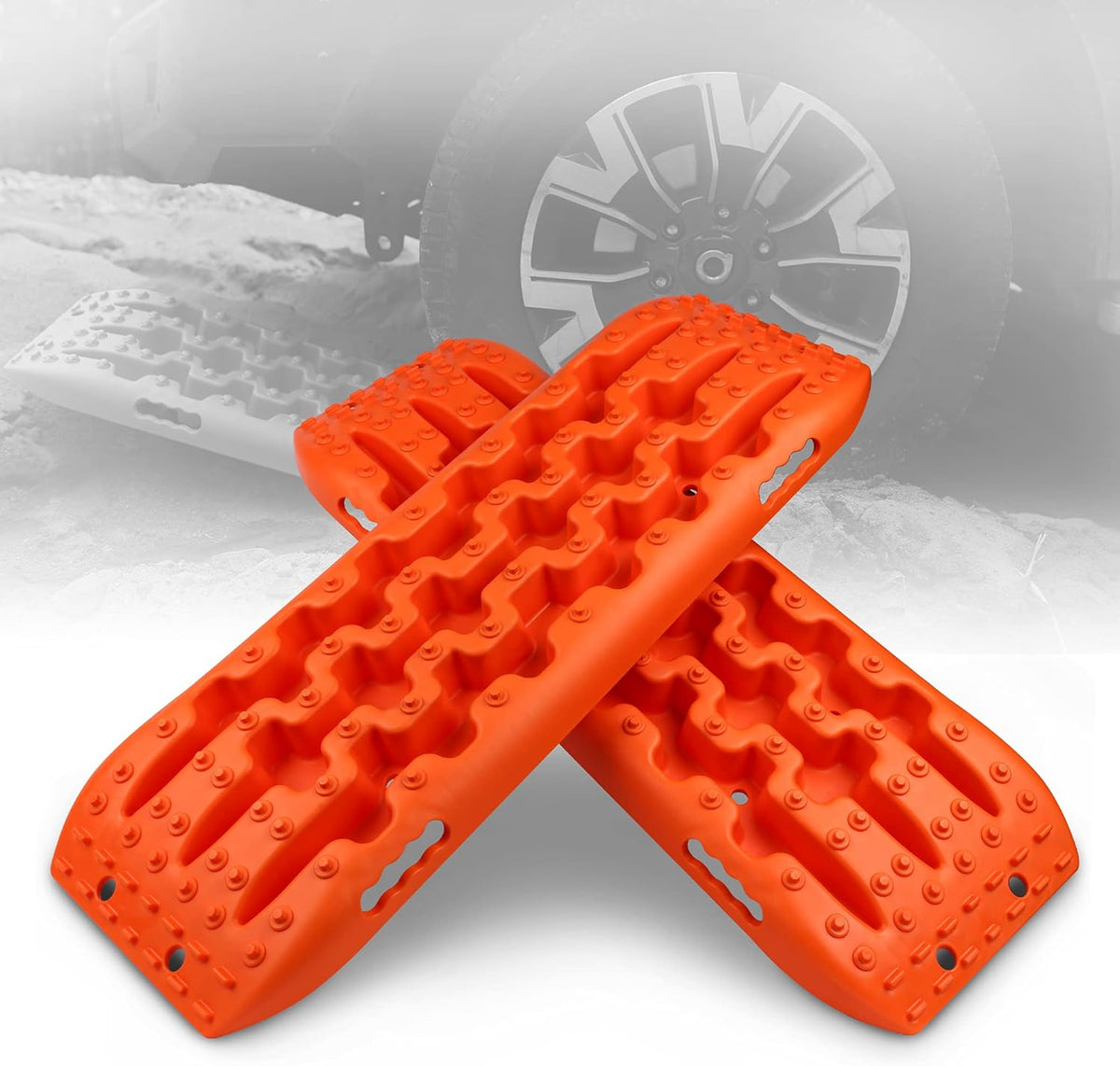 Olive Pack of 2 Recovery Traction Tracks for 4X4 Offroad Tire Ladder H54446