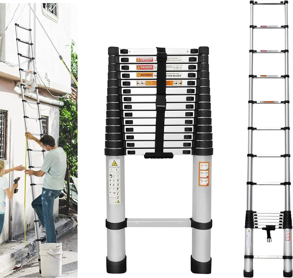 Telescoping Ladder 14FT Aluminum Folding Ladder 330lb Capacity J23904