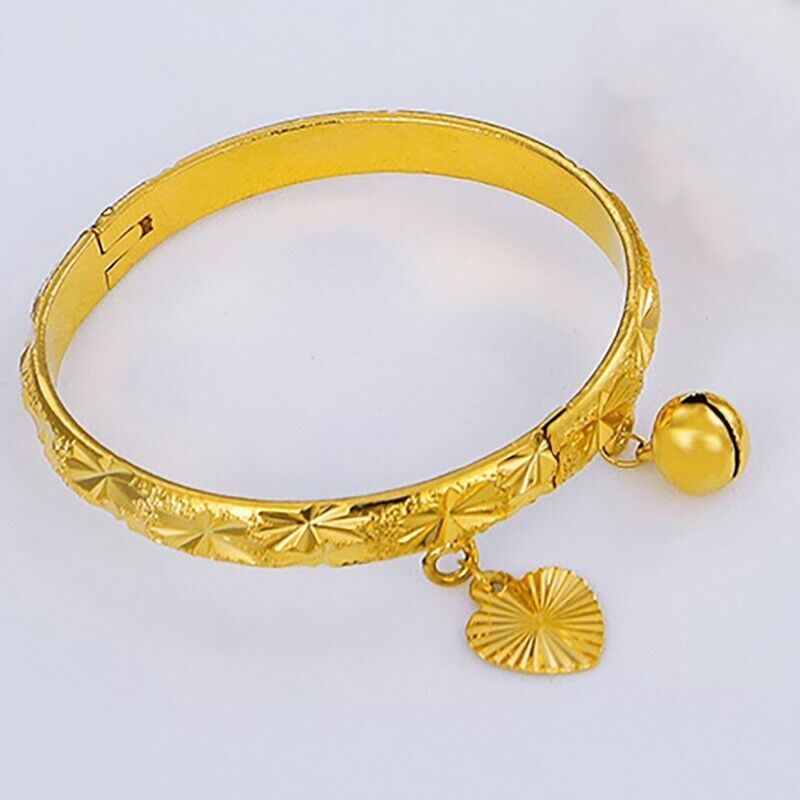 18k Gold Filled Sterling Silver Baby Bead Bell Bracelet L7284