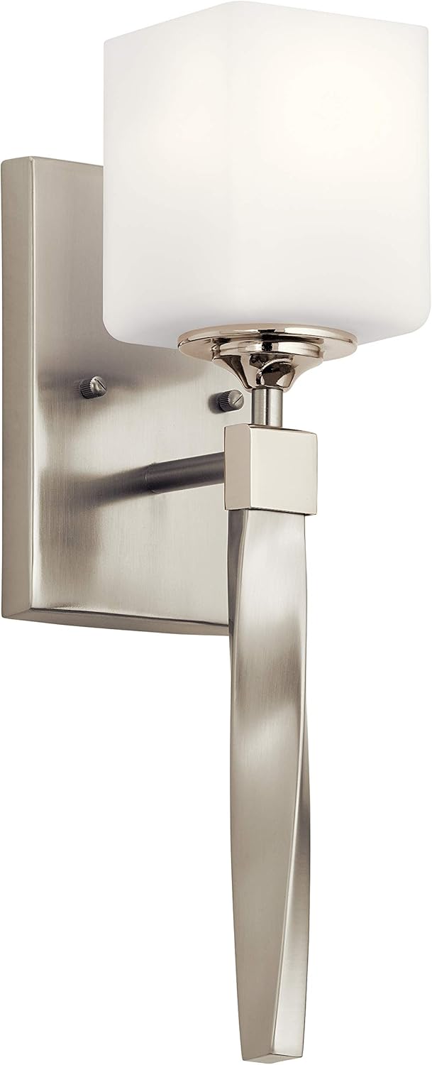 Black Wall Sconce with Satin Etched Cased Opal Glass U987