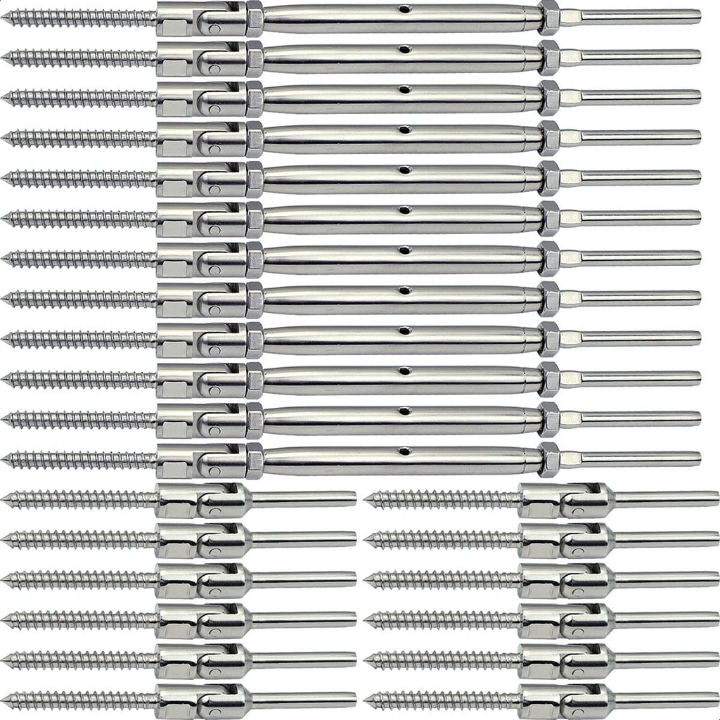 Stainless Steel Cable Railing Hardware Kit, Adjustable Angle Turnbuckle Kit 30 Pairs R163089