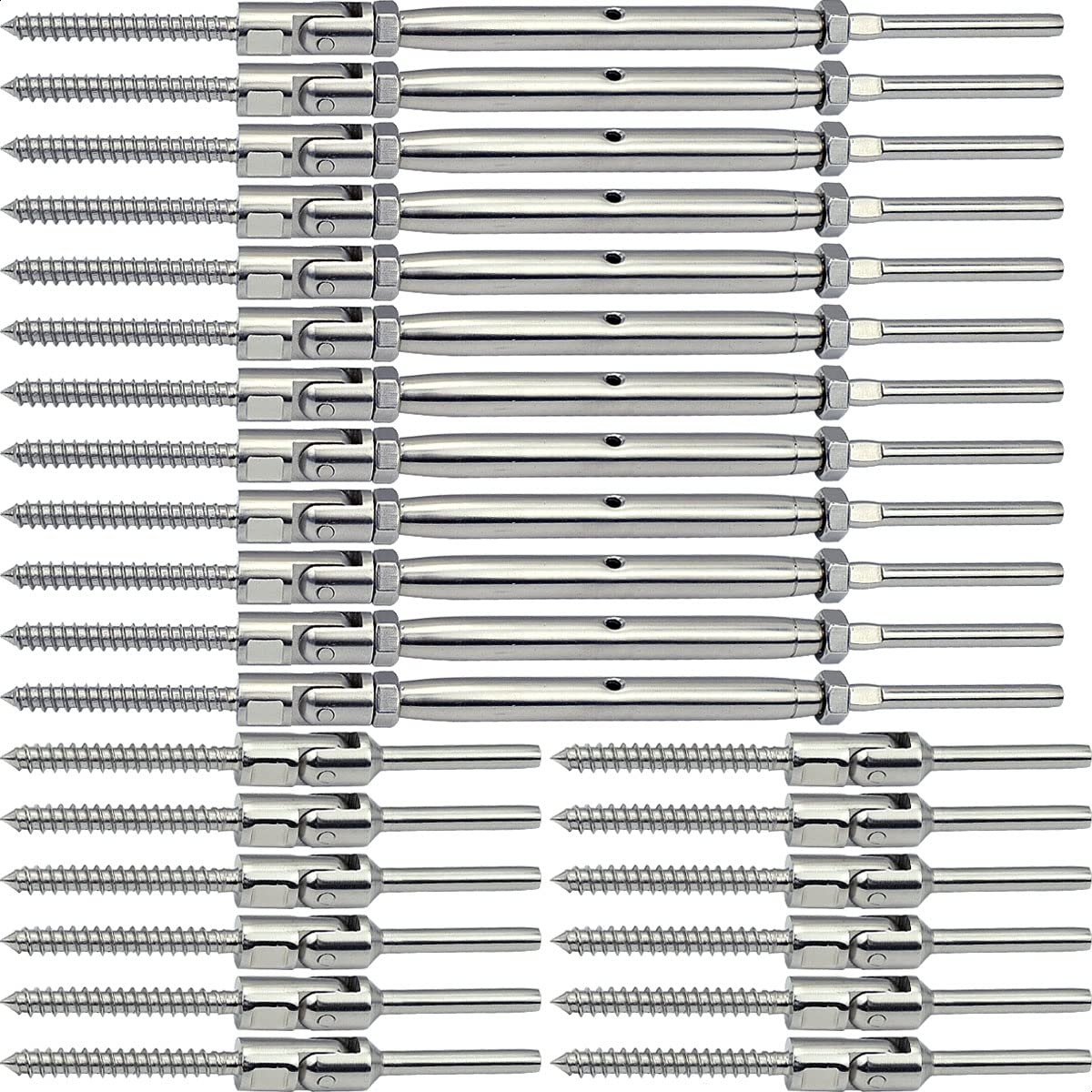 Stainless Steel Cable Railing Hardware Kit, Adjustable Angle Turnbuckle Kit 30 Pairs R163089