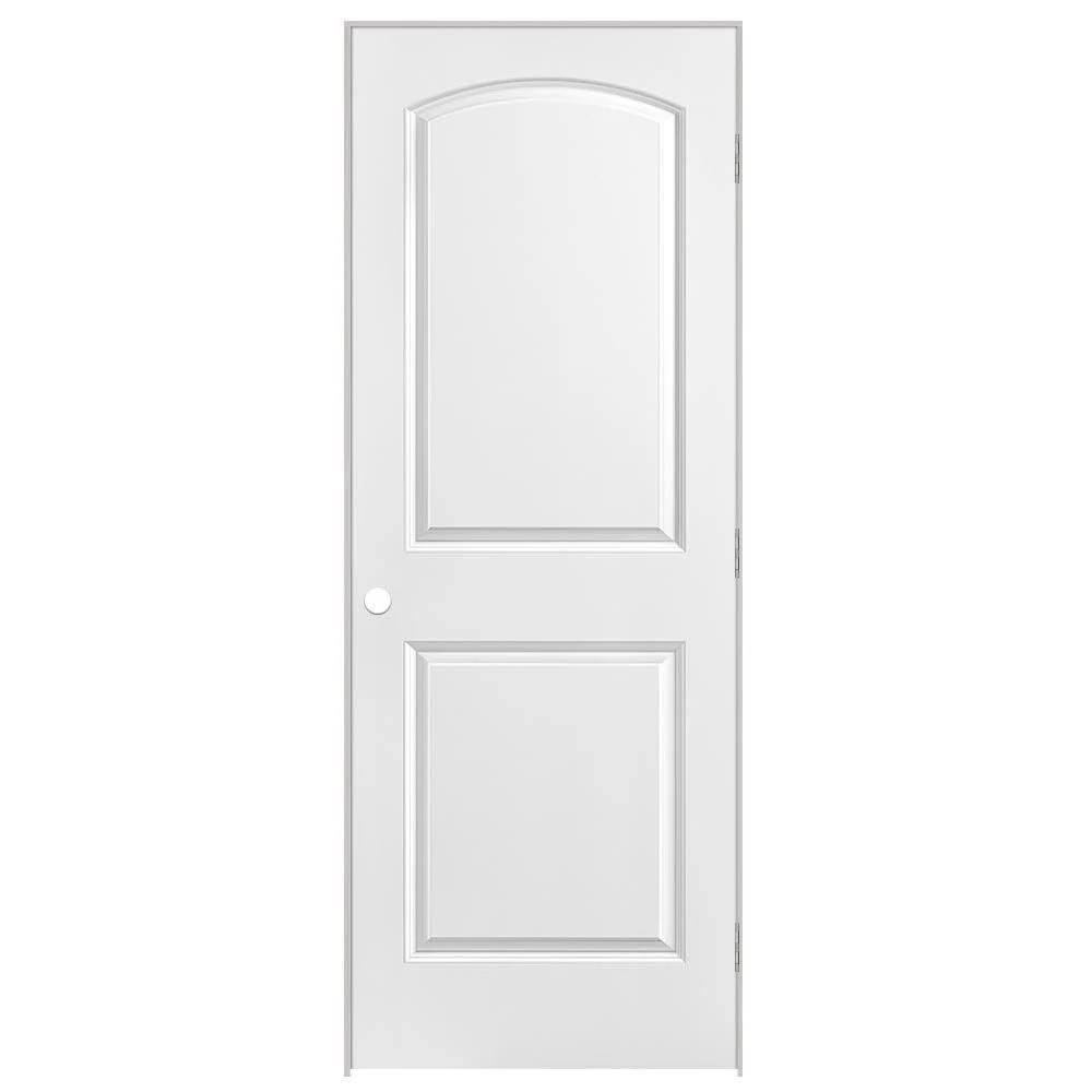 30 in. x 80 in. Roman 2-Panel Round Top Left-Handed Hollow-Core Smooth Primed Composite Single Prehung Interior Door A120