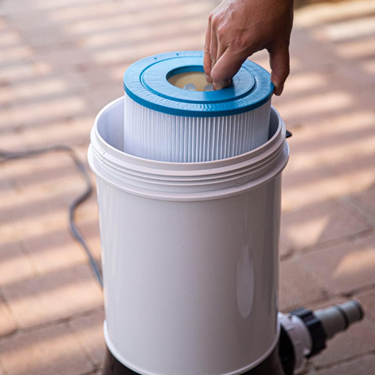 White/Black Above Ground Pool Cartridge Filter System with Pump Z276