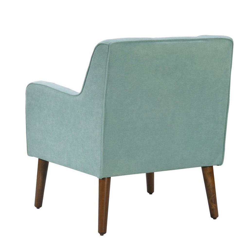 Aquamarine Teal Woven Fabric Tufted Armchair F374560